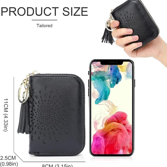 RFID Credit Card Holder Faux Leather Small Wallet for Women Black - Picture 5 of 5